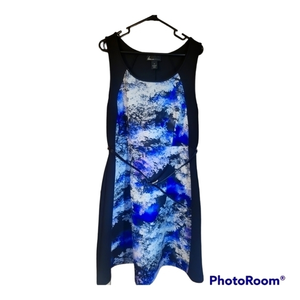 Lane Bryant Purple Abstract Belted Dress Sz 18‎ Plus Excellent woman's